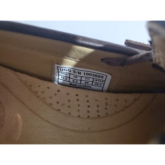 UGG Hendricks Grizzly Driving Moccasin Loafers Mens Sz 10.5 Shoes Brown Leather - Picture 8 of 8